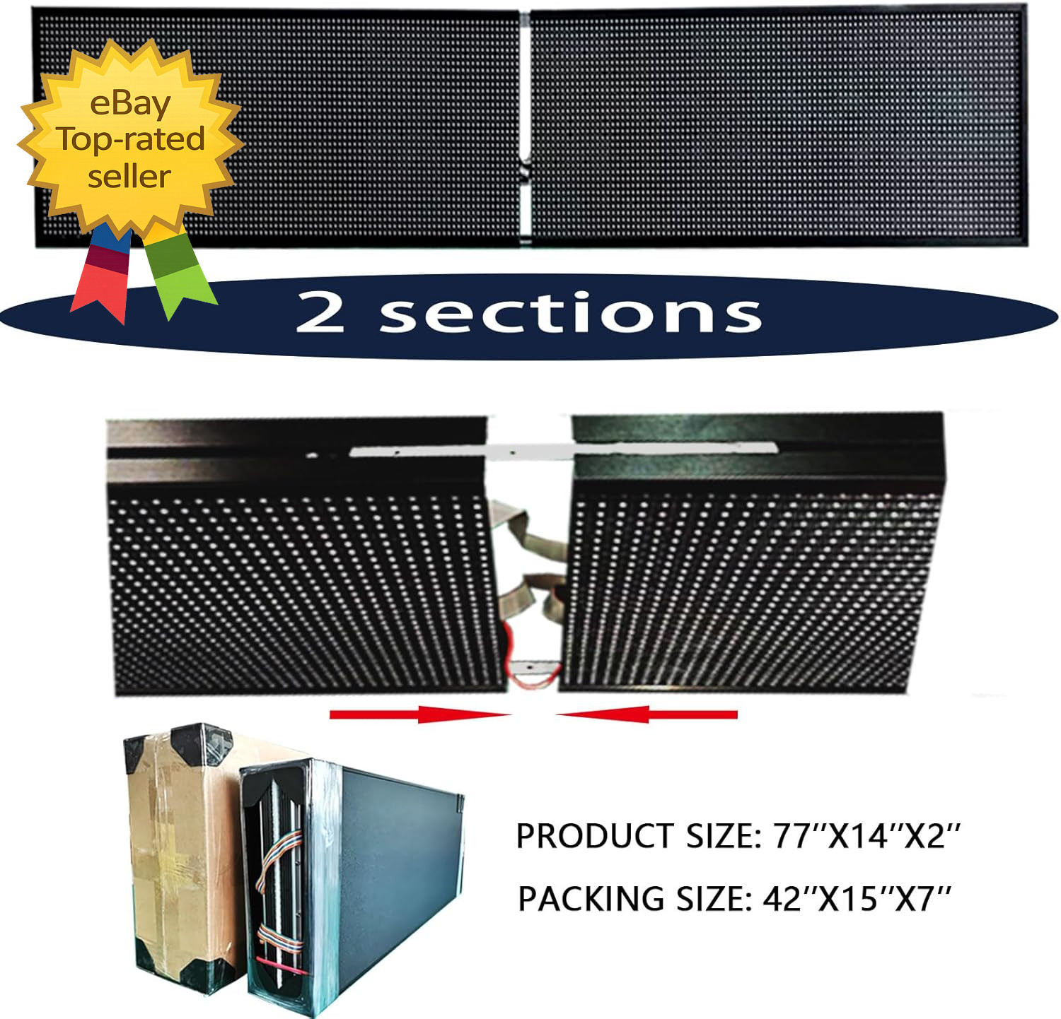 HS P10 77 »X14 » Led Sign Outdoor Digital Open Neon Programmable Scrolling Hig