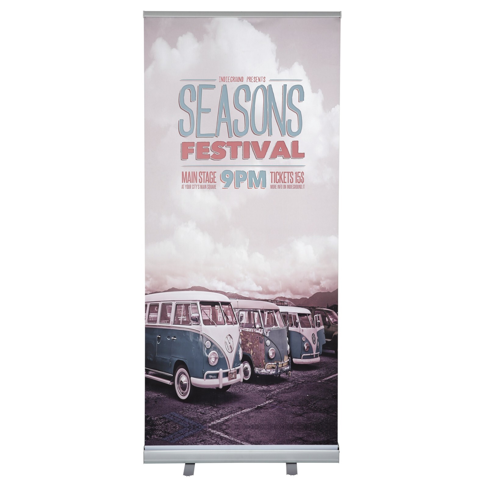 Retractable Roll Up Banner Floor Standing 24×78.75 Inch Silver Aluminum with Bag