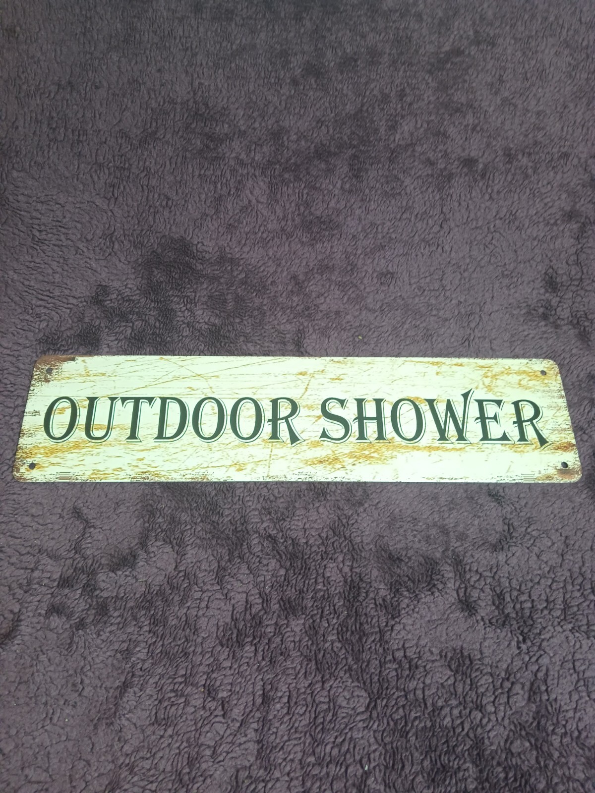 4&Prime; X 15&Prime; Aluminum Garden Sign « OUTDOOR SHOWER » Beige & Brown W/ 4 Mounting Holes