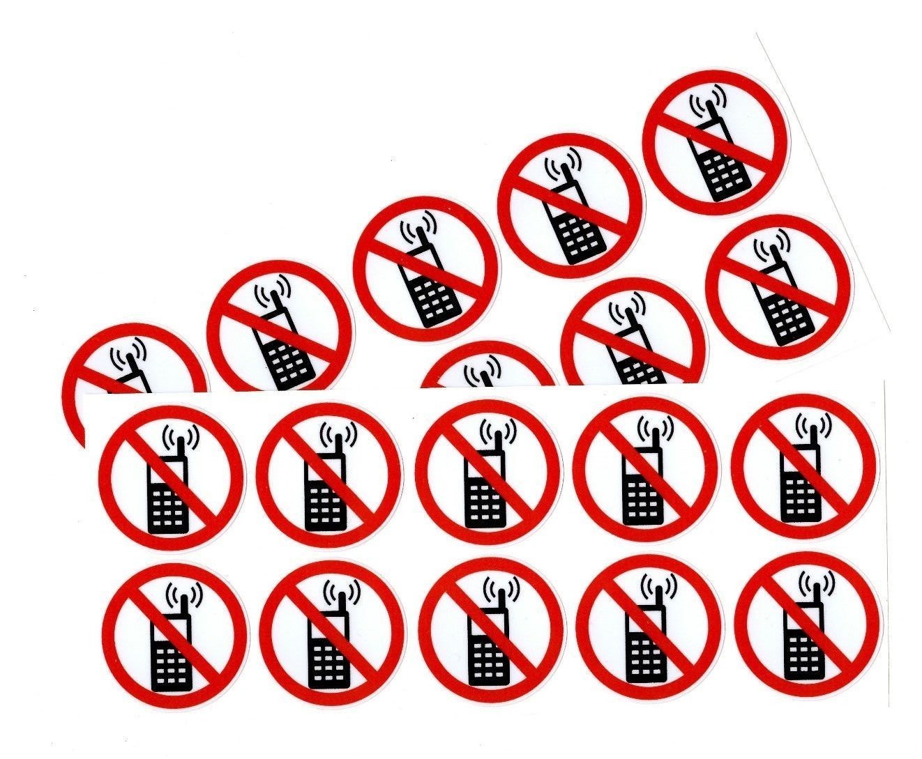 NO CELL PHONE clear stickers | 20 ct | size: 1.5&Prime; dia | decal outdoor durable