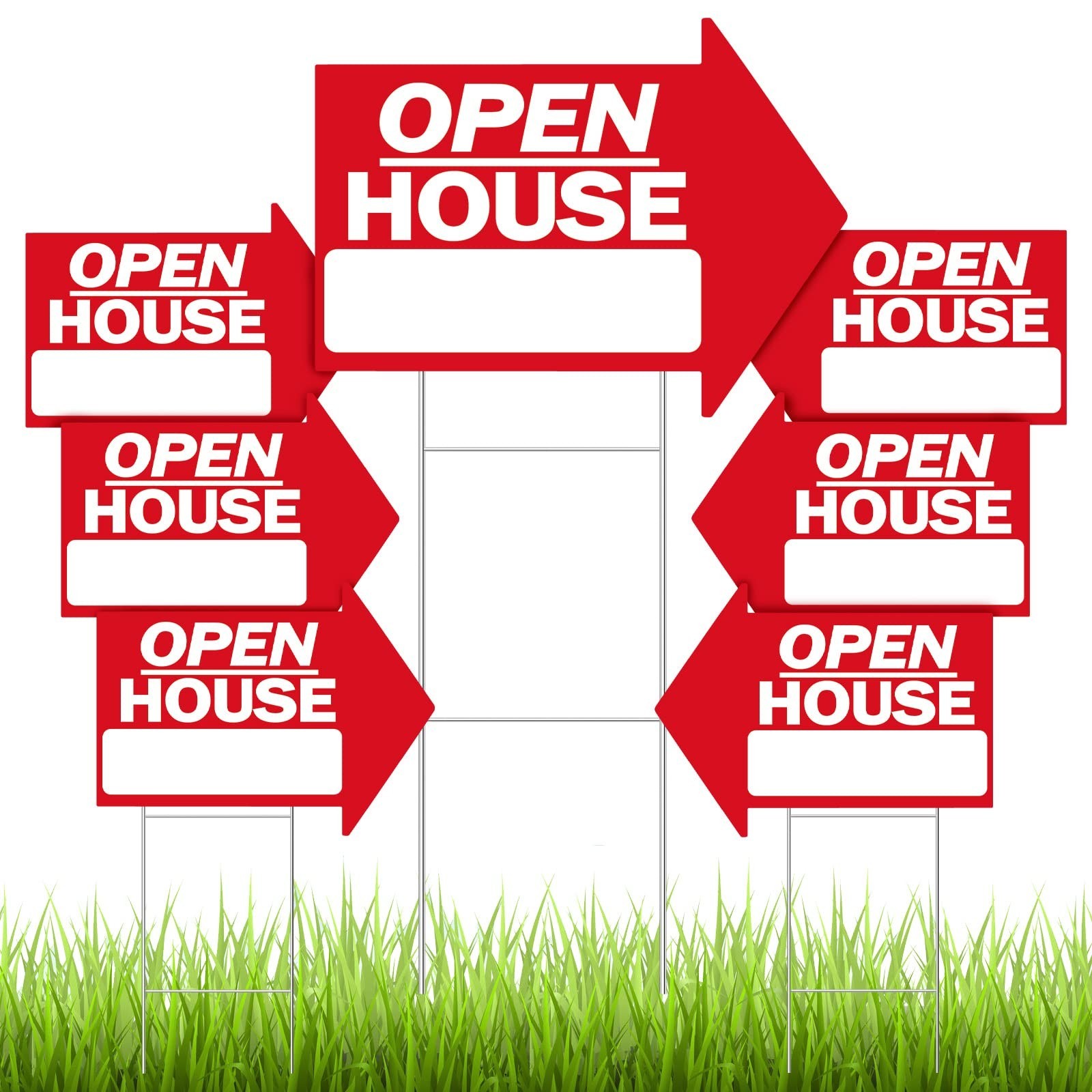 Juexica 7 Pcs Open House Signs for Real Estate 18 x 24 Inches Arrow Shape Dir…