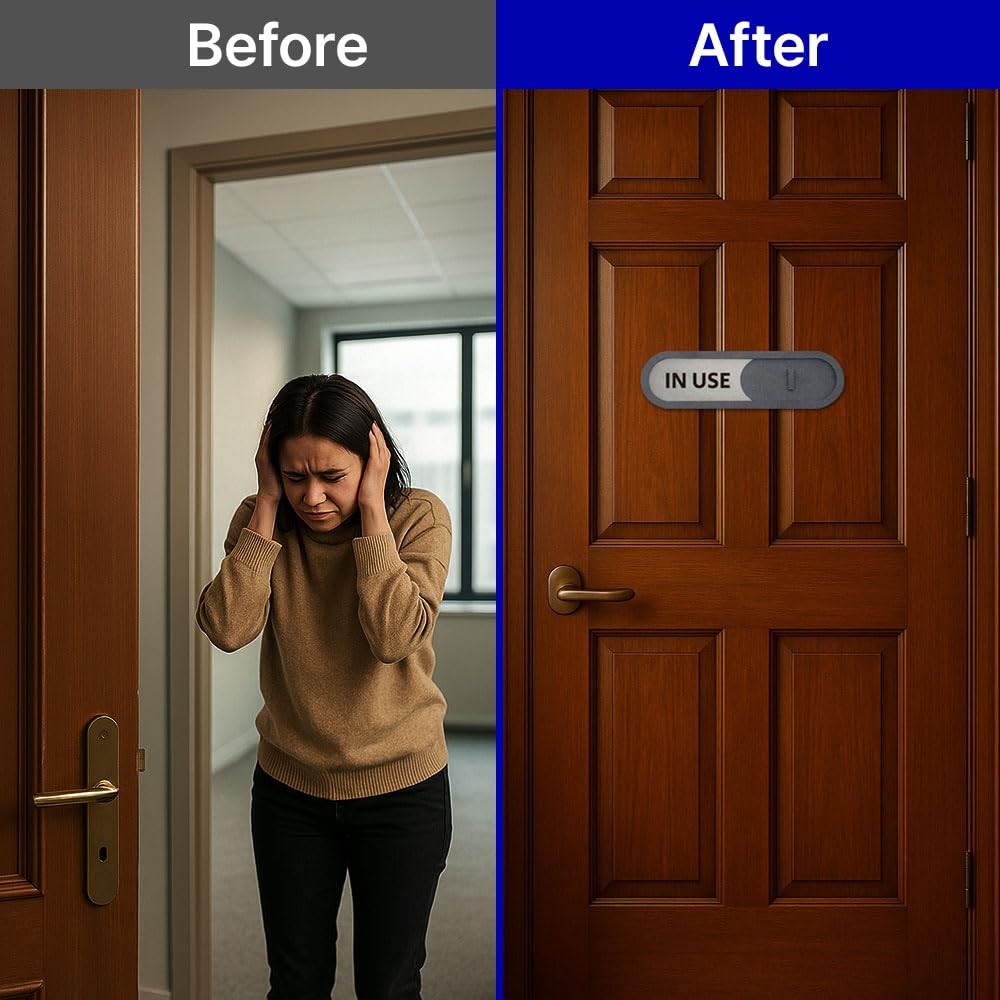 In Use Available Slider Door Sign Home Office Premium MDF Brown 7.5×2.2 Inch