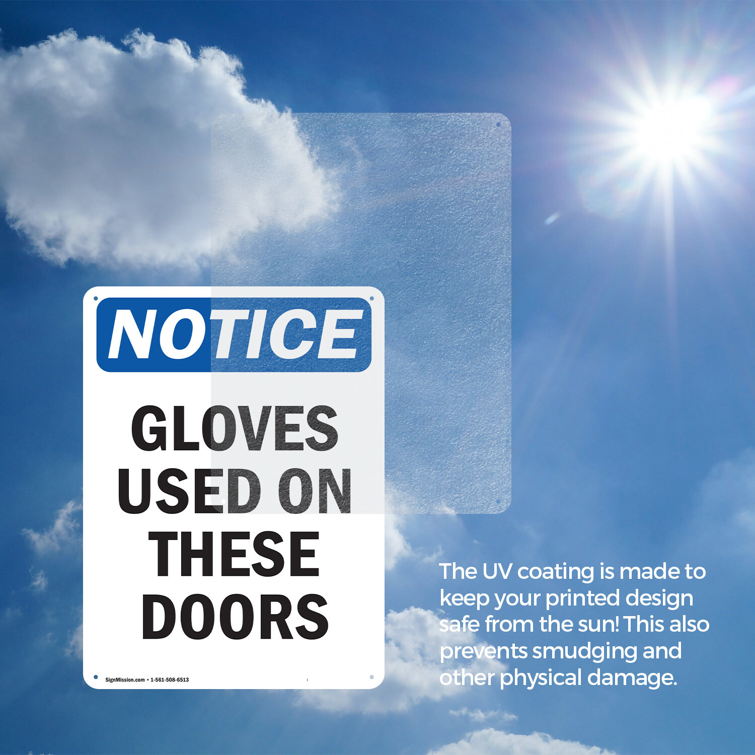 (2 Pack) Gloves Used On These Doors OSHA Notice Sign Decal Metal Plastic
