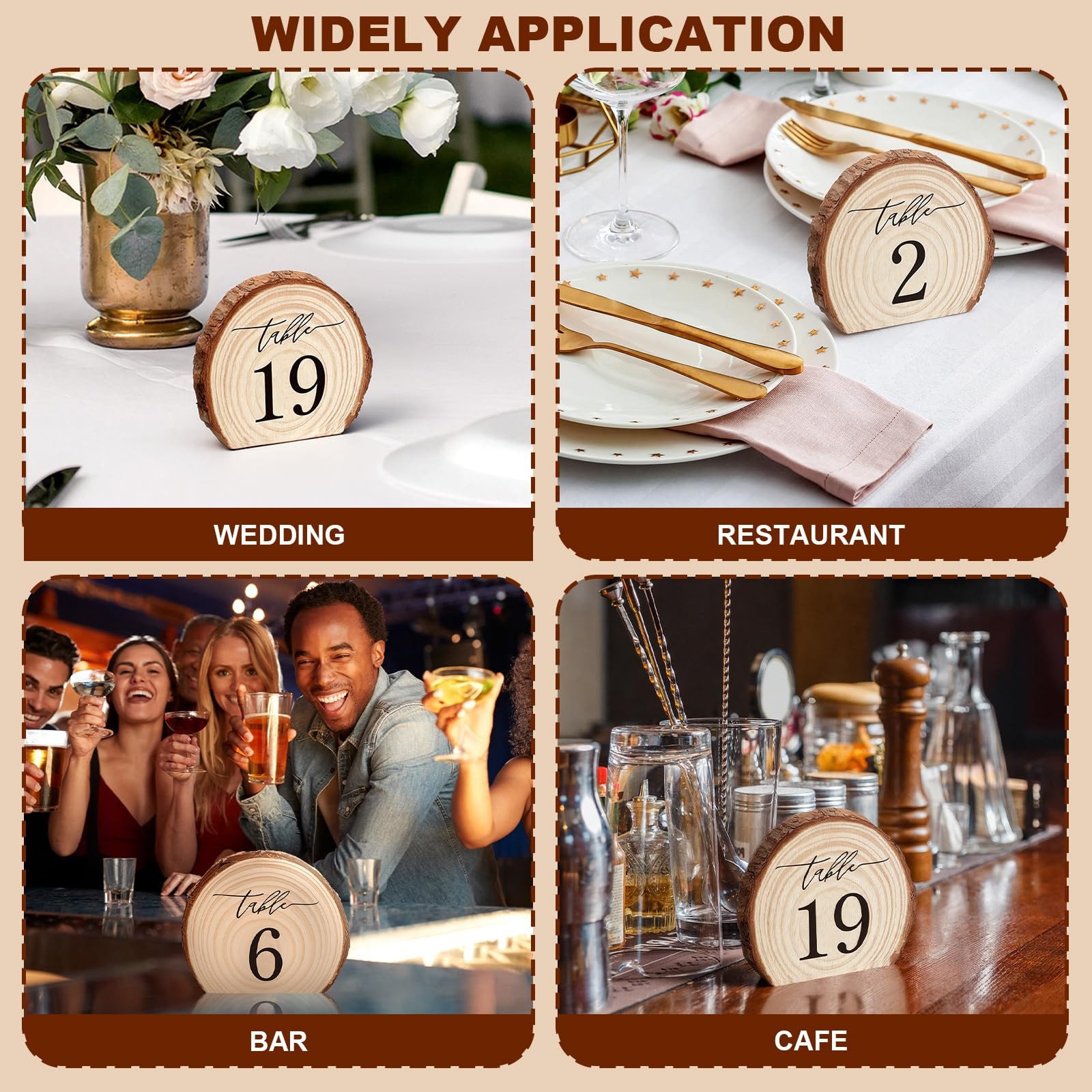 31 Pcs Wooden Wedding Table Numbers 1-30, Wooden Restaurant Table Numbers Cen…
