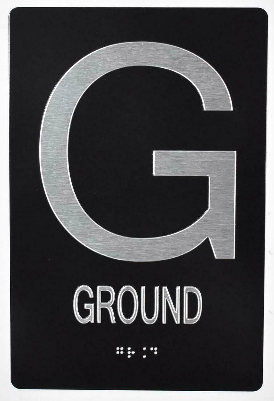 Ground Floor Sign – 6&Prime;x9&Prime; Sign -(Aluminum, Black, 6×9)-REF24-1027