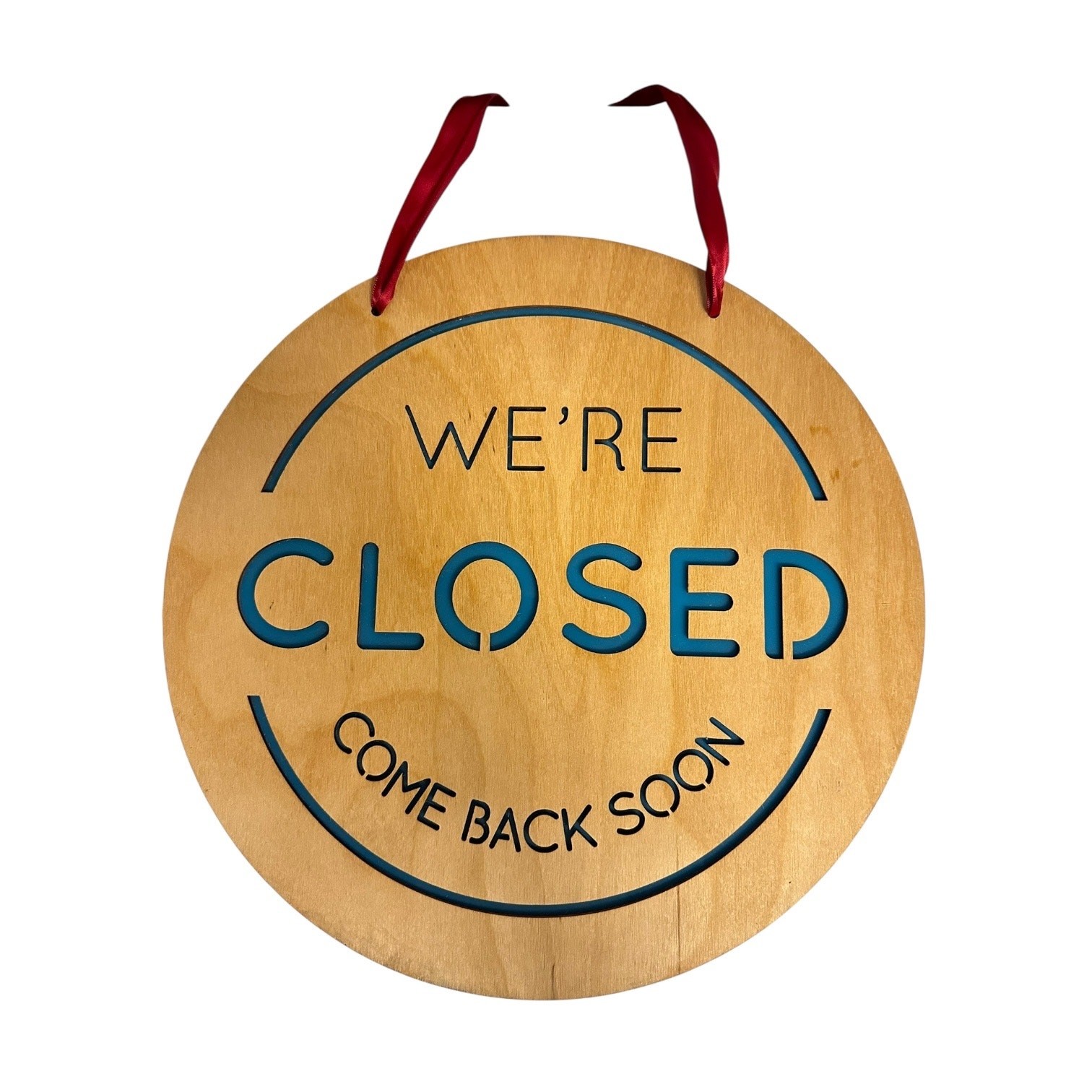 Handmade Birch Wood Open Closed Sign Reversible Teal Inlay Business Door 12”