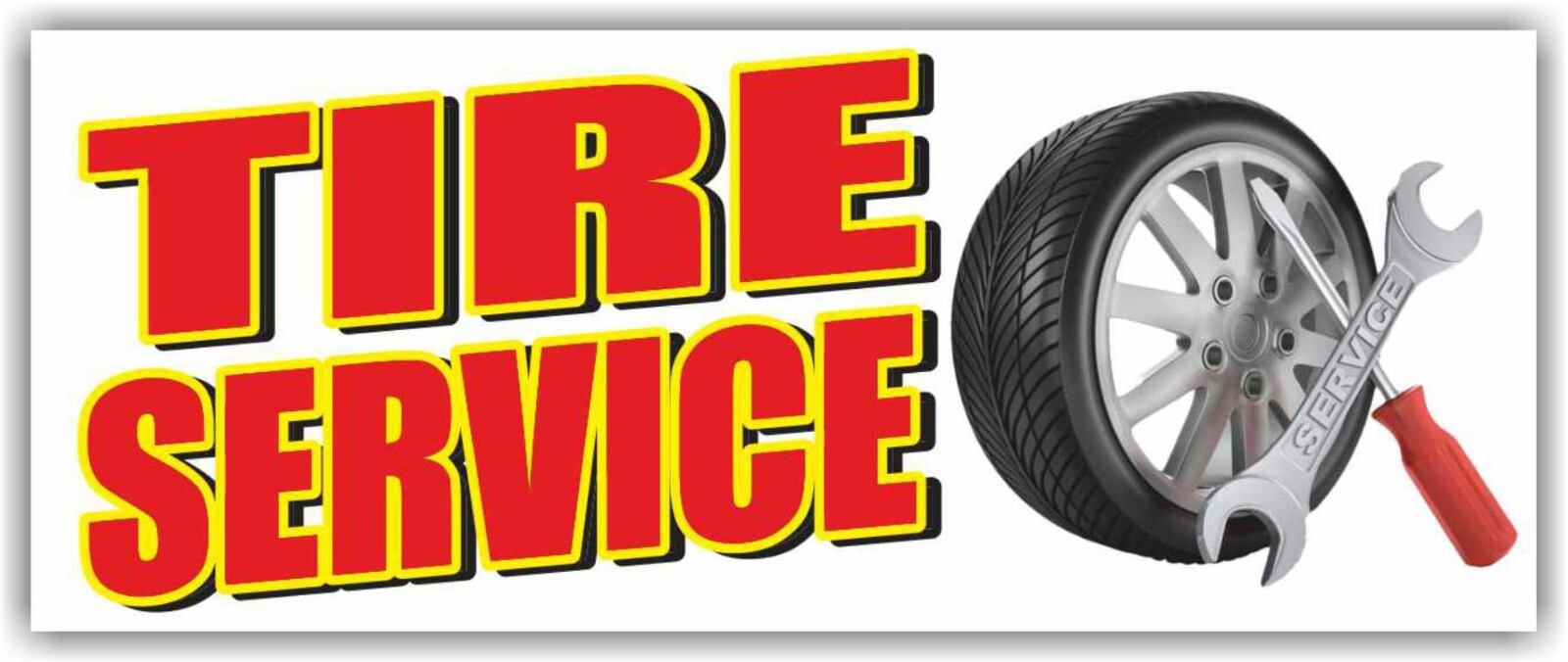 TIRE SERVICE Advertising Banner Vinyl Sign new used Auto Repair Mechanic Wheel