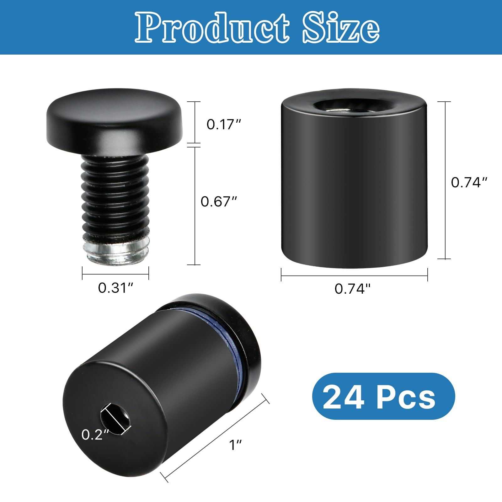 Aemygo 24 Pcs Sign Standoff Screws, 3/4 x 1 Inch Black Wall Mount Glass