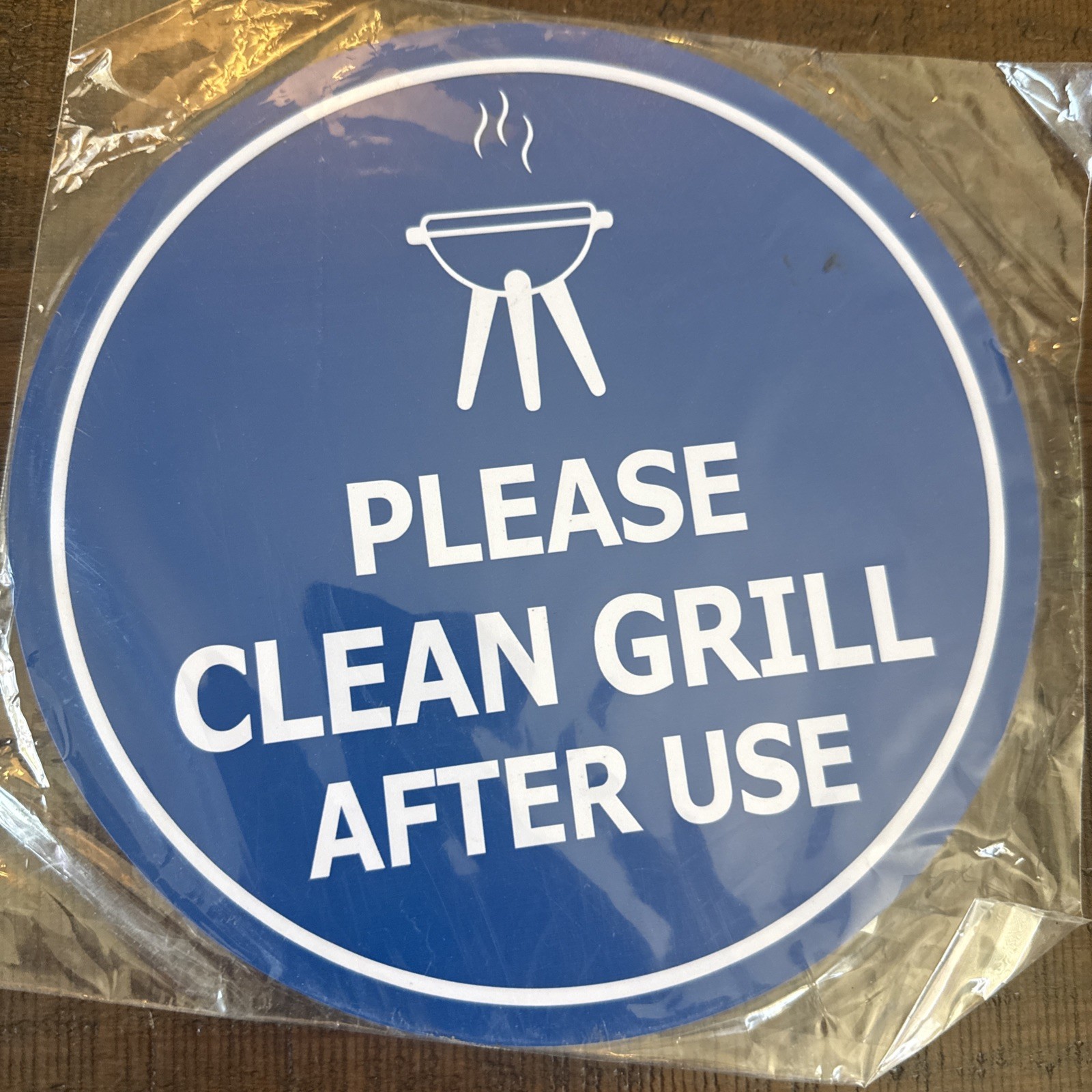 Circle Please Clean Grill after Use Sign BBQ Cleaning Signage Shared Living Blue