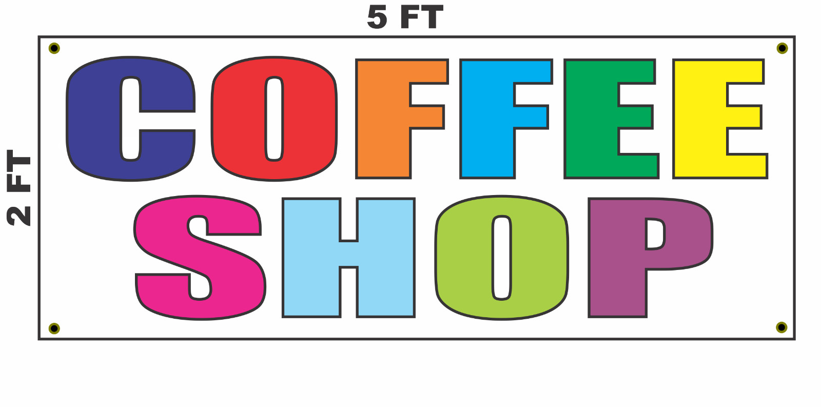 COFFEE SHOP Multi-colored Banner Sign 2×5 for Cart Stand or Convenience Store