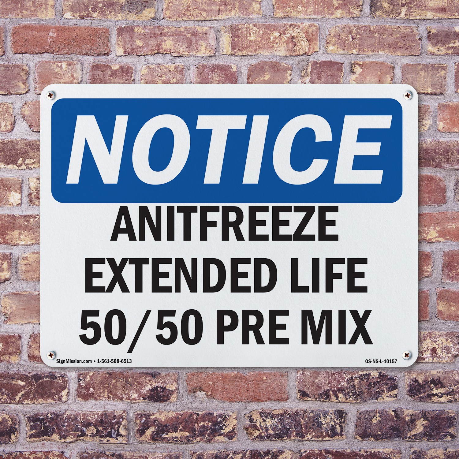 Antifreeze Extended Life 50 50 Pre Mix OSHA Notice Sign Or Decal – 5 or 10 Pack