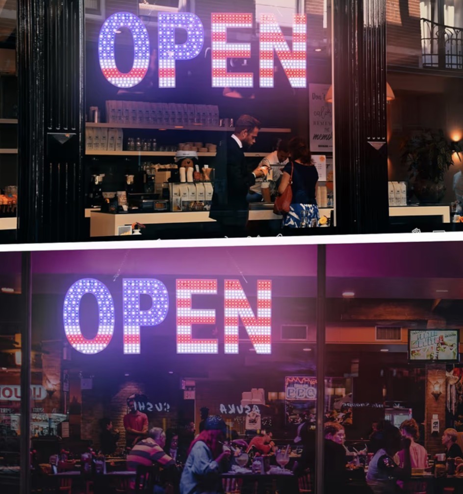 LED Open Signs for Business, 30&Prime;x10&Prime; Large Dimmable US Flag