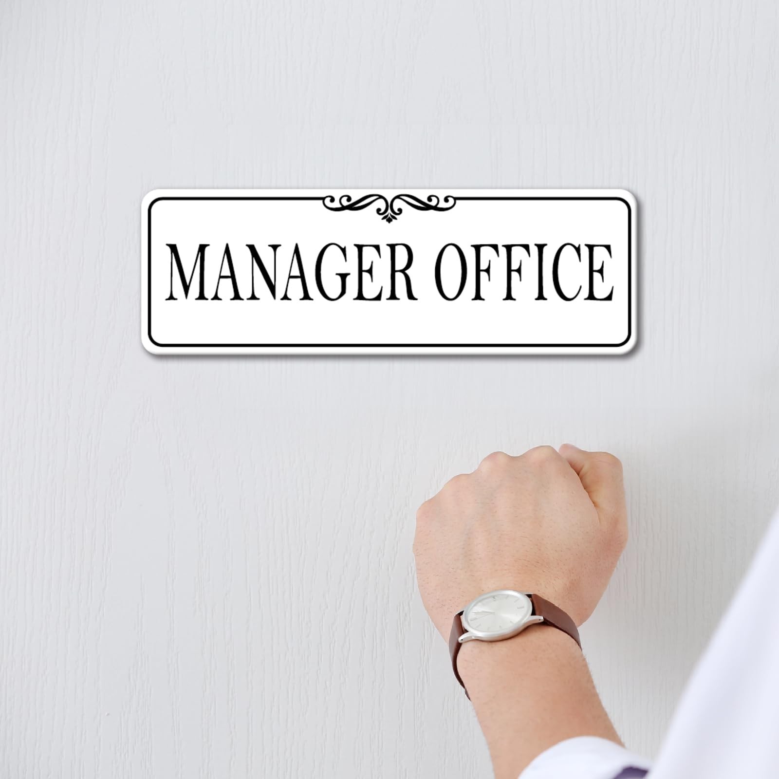 9×3 Inch Elegant White « Manager Office » Acrylic Self-stick Door Wall Signage