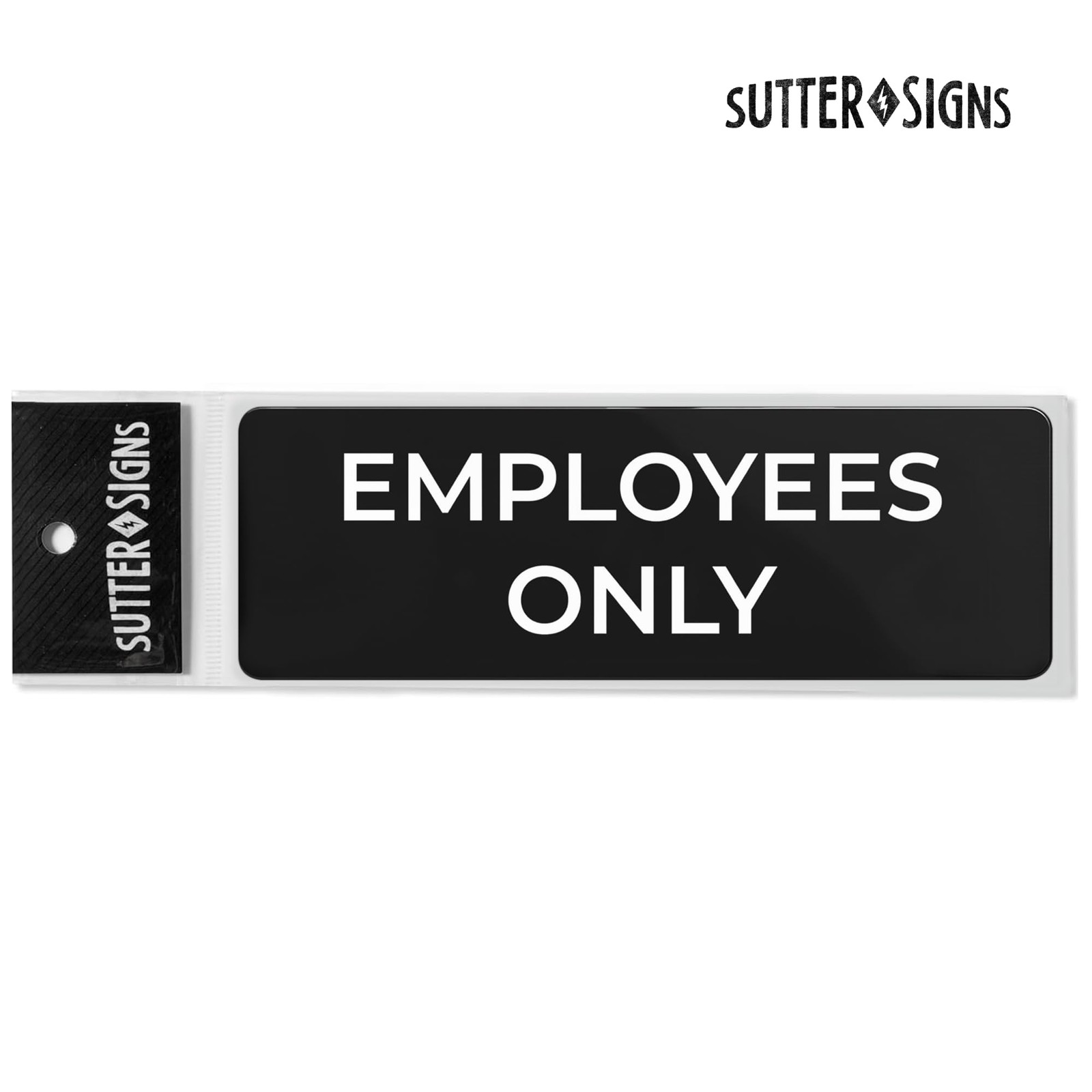 2×6 inch Employees Only Sign Durable ABS Plastic with Full Adhesive Backing