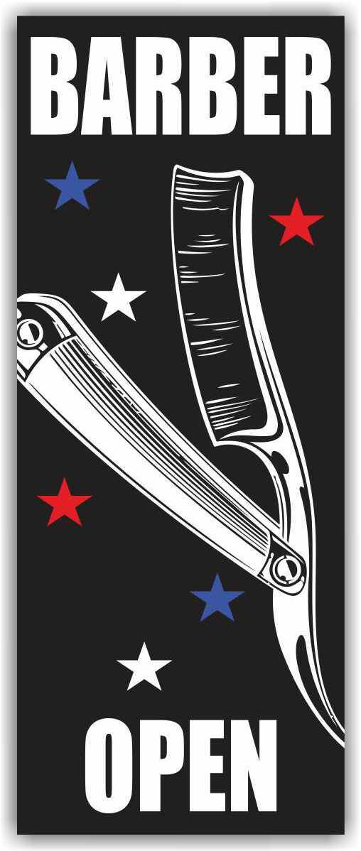 BARBER OPEN Advertising Banner Vinyl Mesh Sign shop beauty salon cut nail hair
