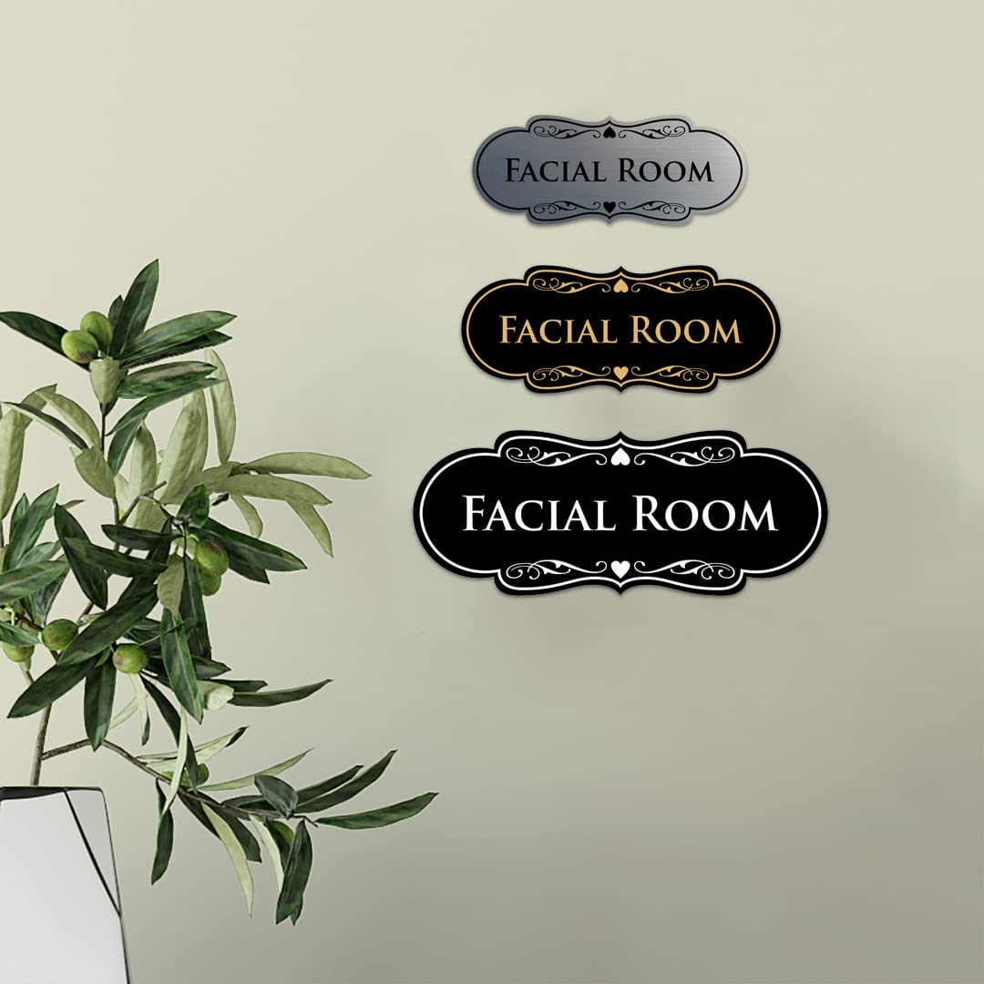 1 Pack Designer Facial Room Sign Black Gold Medium Beauty Salon Signage