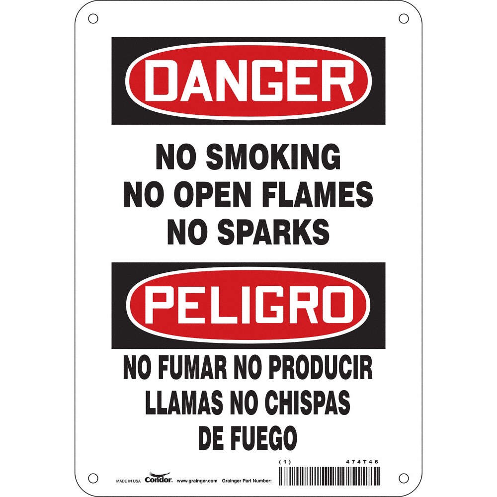 CONDOR 474T46 Safety Sign,10 inx7 in,Aluminum 474T46