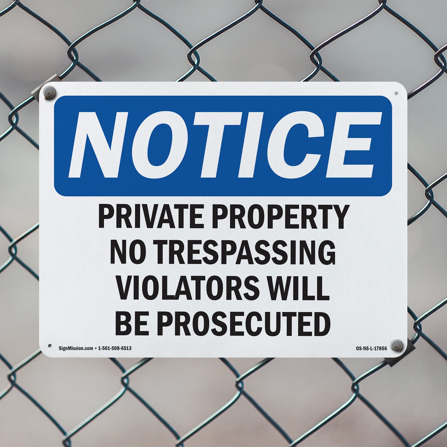 Private Property No Trespassing Violators OSHA Notice Sign, Decal 5 or 10 Pack