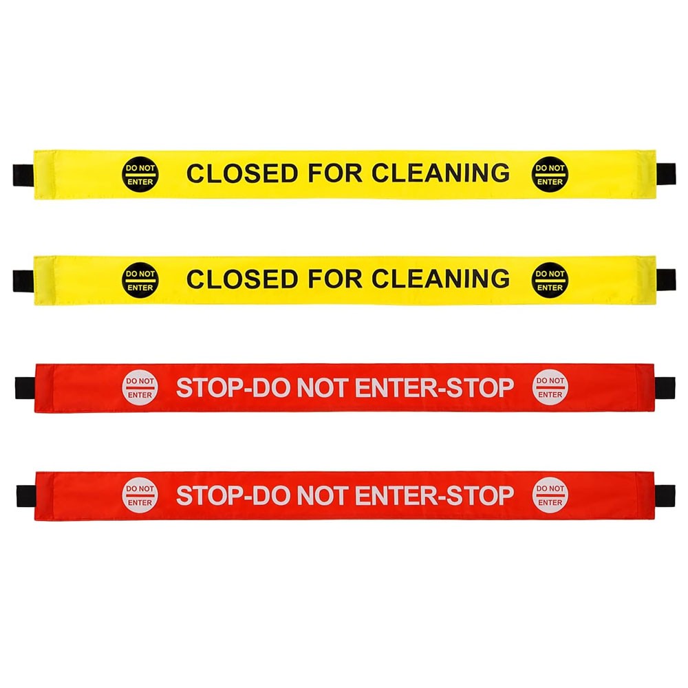 4PCS Restroom Closed for Cleaning Sign with Magnetic Ends, Magnetic Nylon Safety