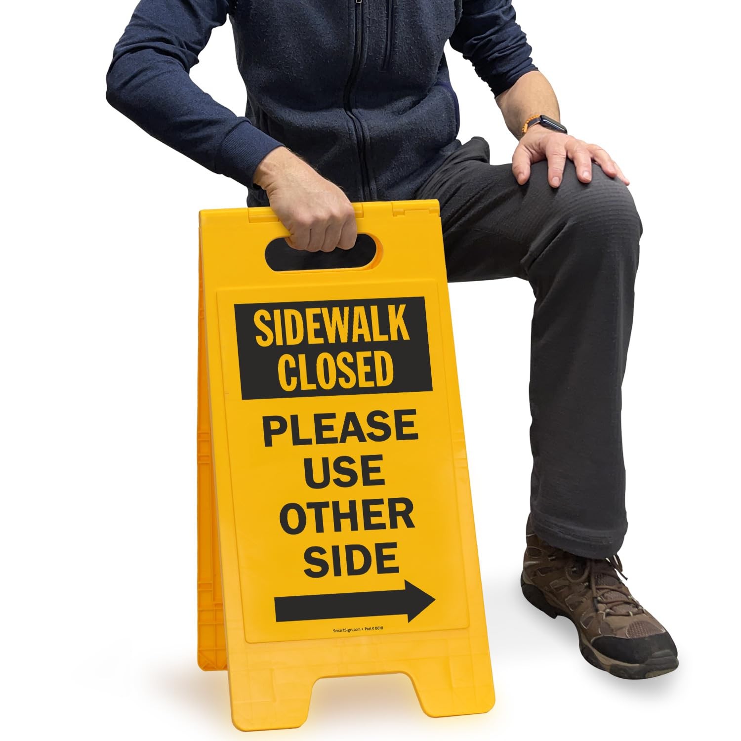 1 PCS Sidewalk Closed Please Use Other Side Sign TwoSided Folding Plastic