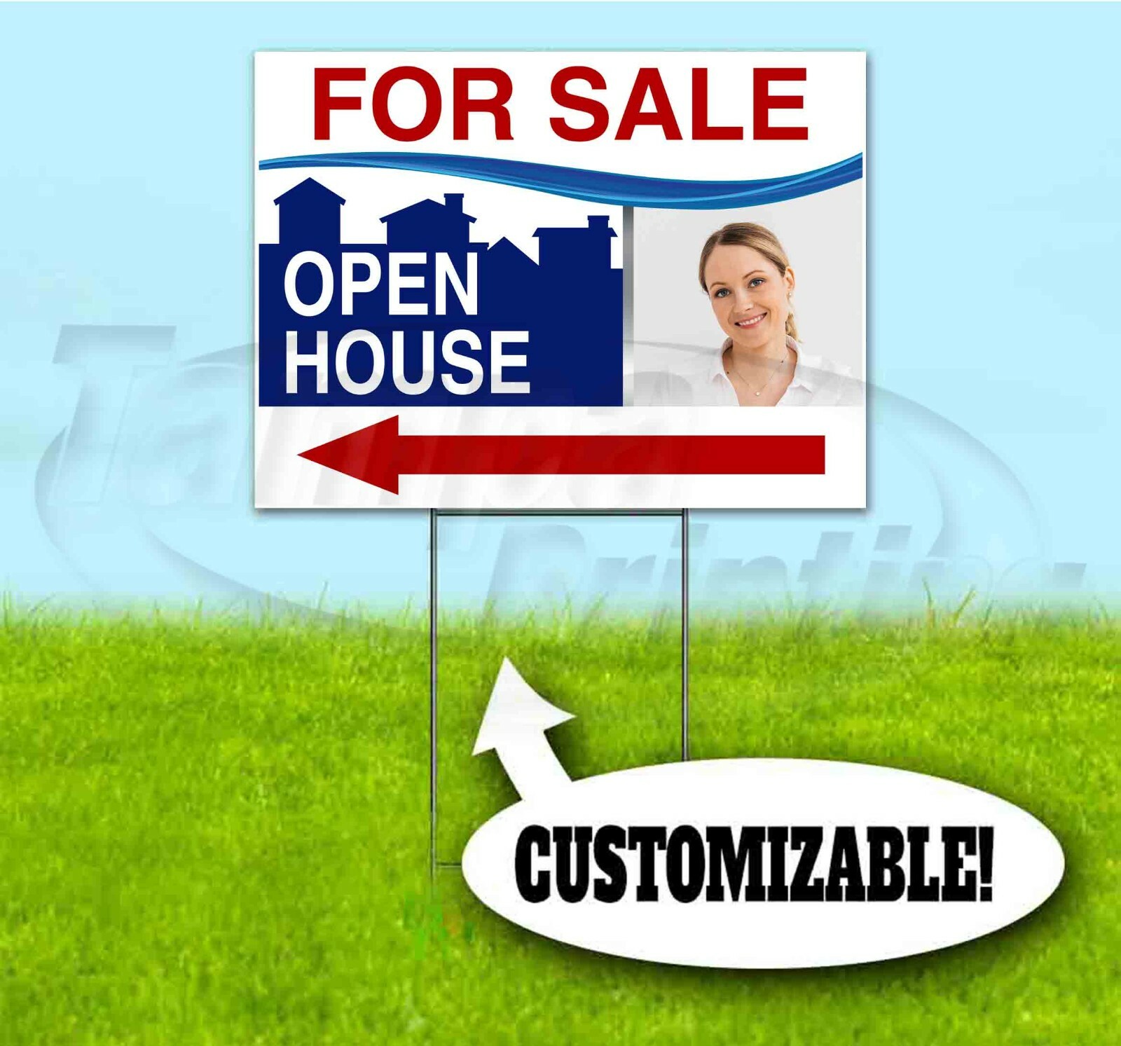 OPEN HOUSE FOR SALE CUSTOM 18×24 Yard Sign WITH STAKE Bandit REALTOR REAL ESTATE