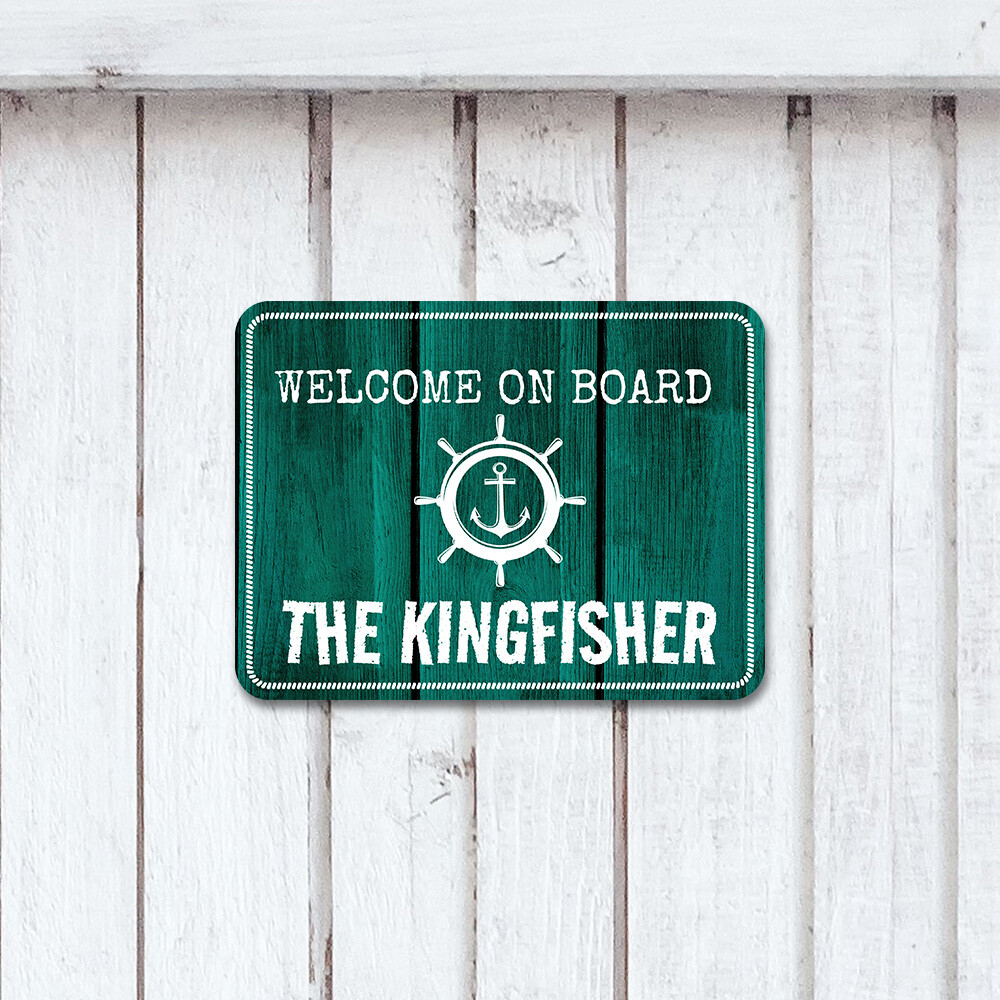 Classic Framed Plus Welcome On Board The Kingfisher Door or Wall Sign | Boats