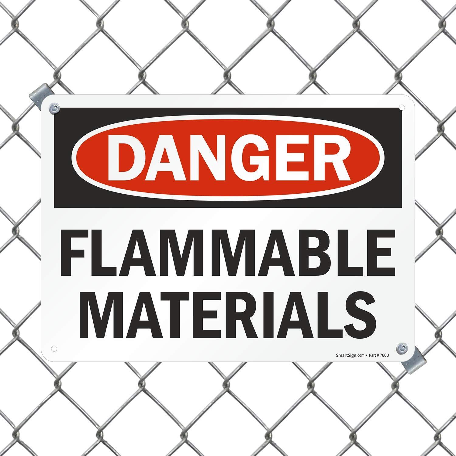 10×14 inch Danger Flammable Materials OSHA Sign 55 mil HDPE Plastic Safety