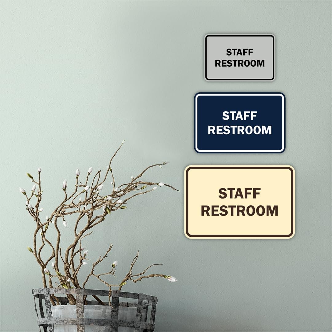 Classic Framed Staff Restroom Sign Red – Medium 2 Pack