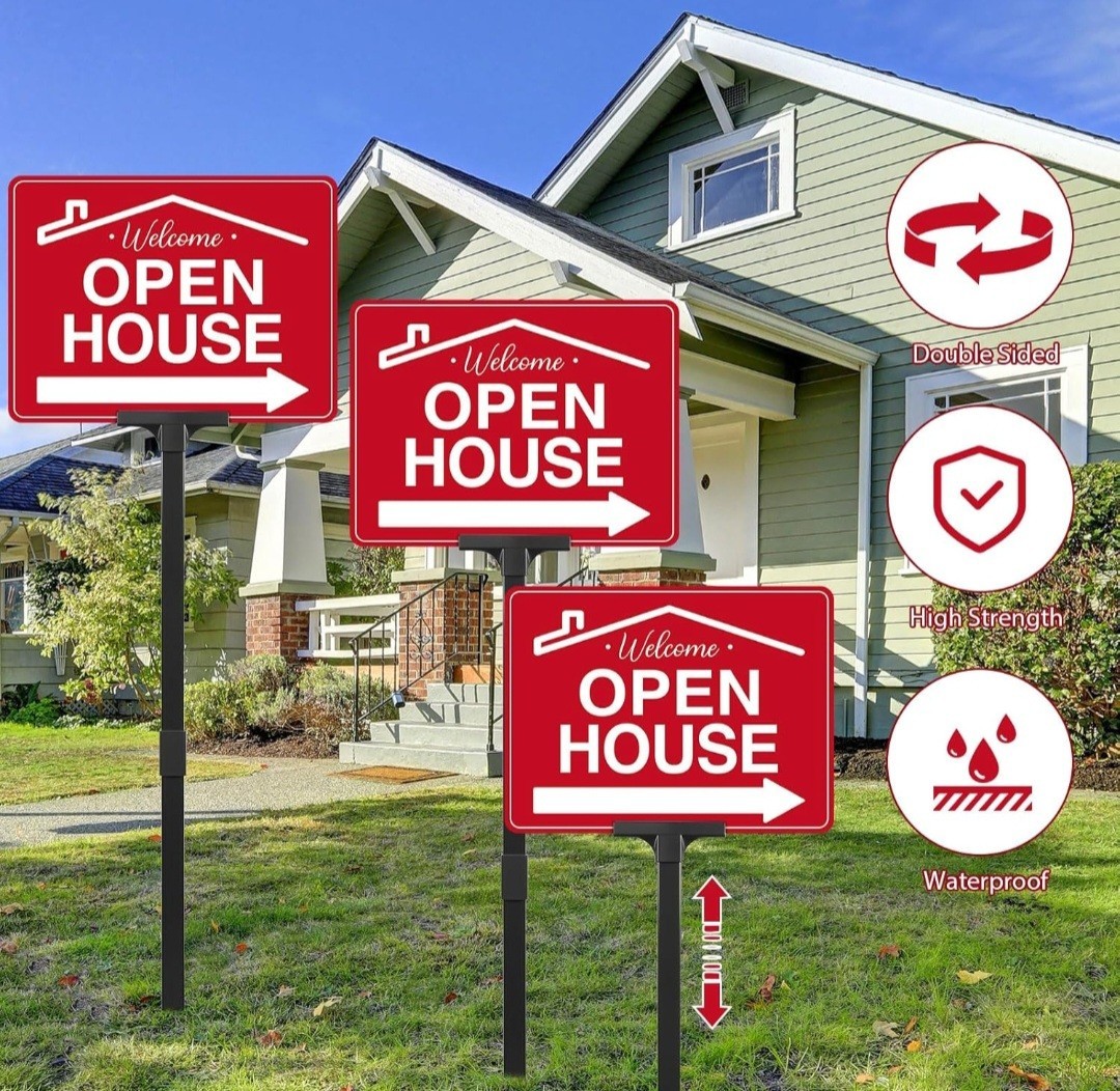 4 Pack Open House Signs for Real Estate DoubleSided Aluminum Signs 15.7&Prime; x11.8&Prime;