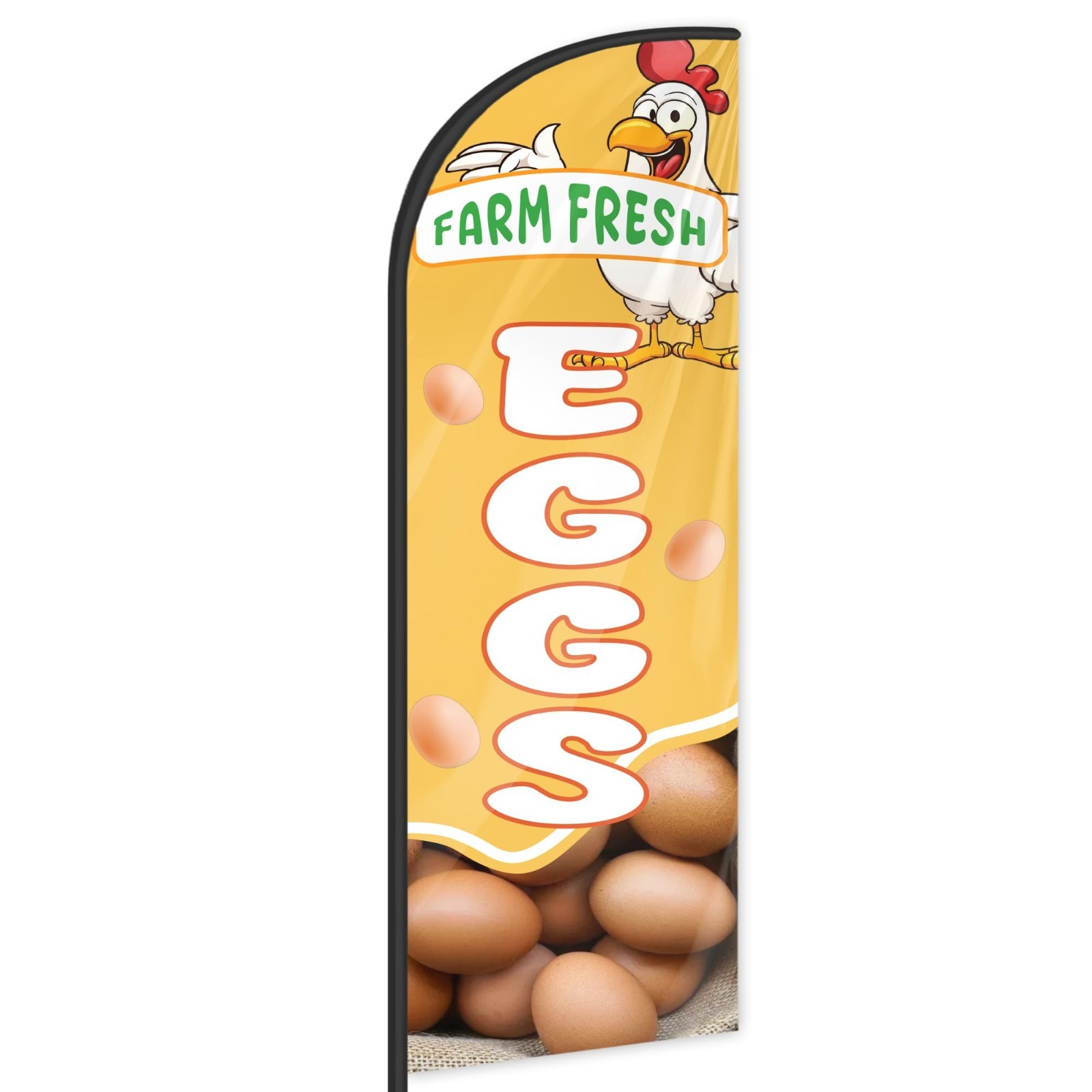 Farm Fresh Eggs Feather Flag 6 FT for Storefronts | Business Signage Advertising