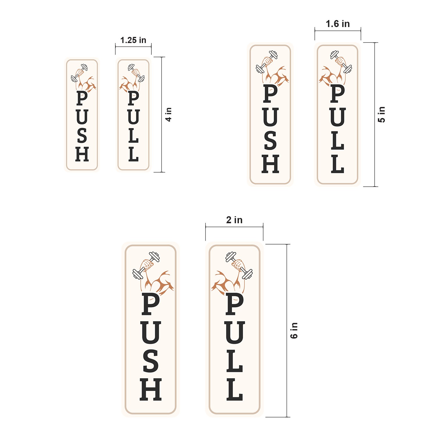 Signs ByLITA Vertical Push and Pull Door Signs (Dumbbell Weight Design)
