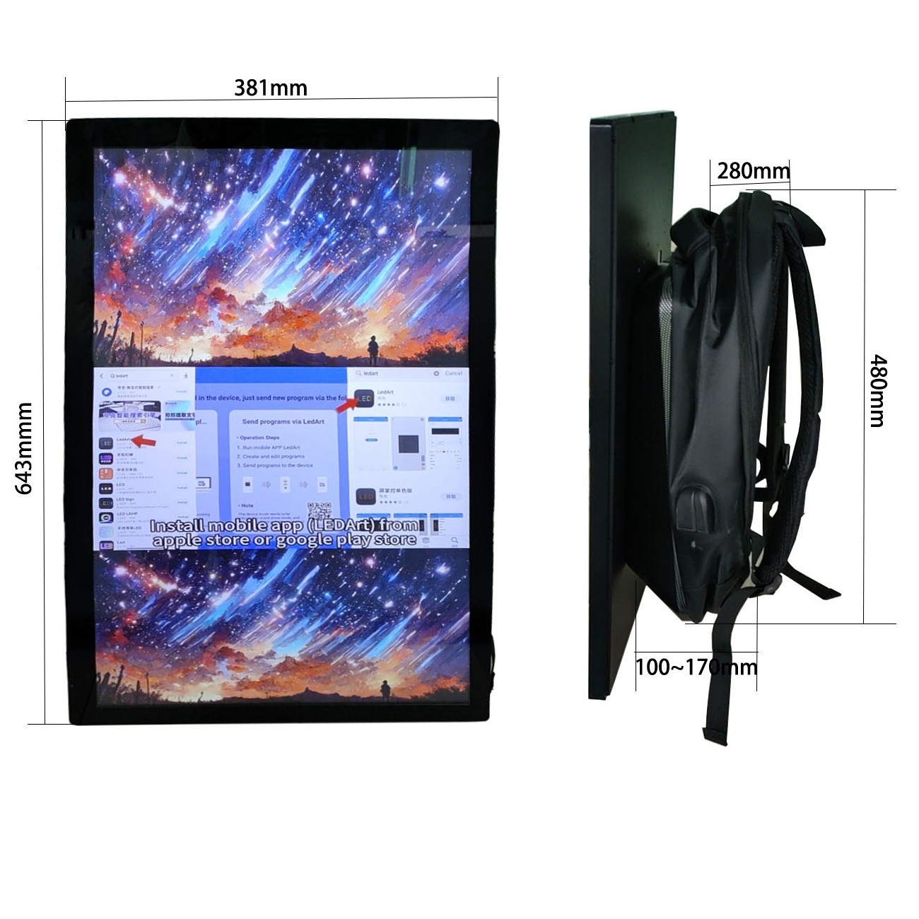 21.5&Prime; Touch Screen LCD Advertising Backpack Portable Digital Billboard Display