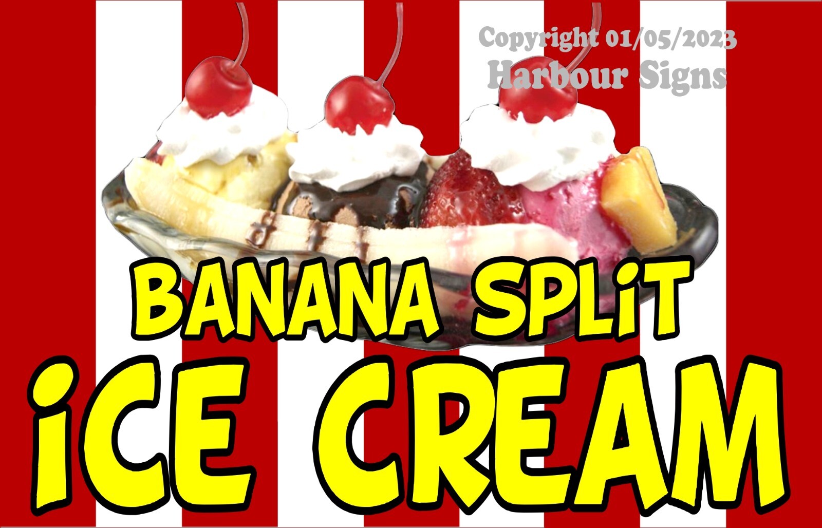 Banana Split Ice Cream DECAL (Choose Size) Food Concession Vinyl Sign Sticker s2