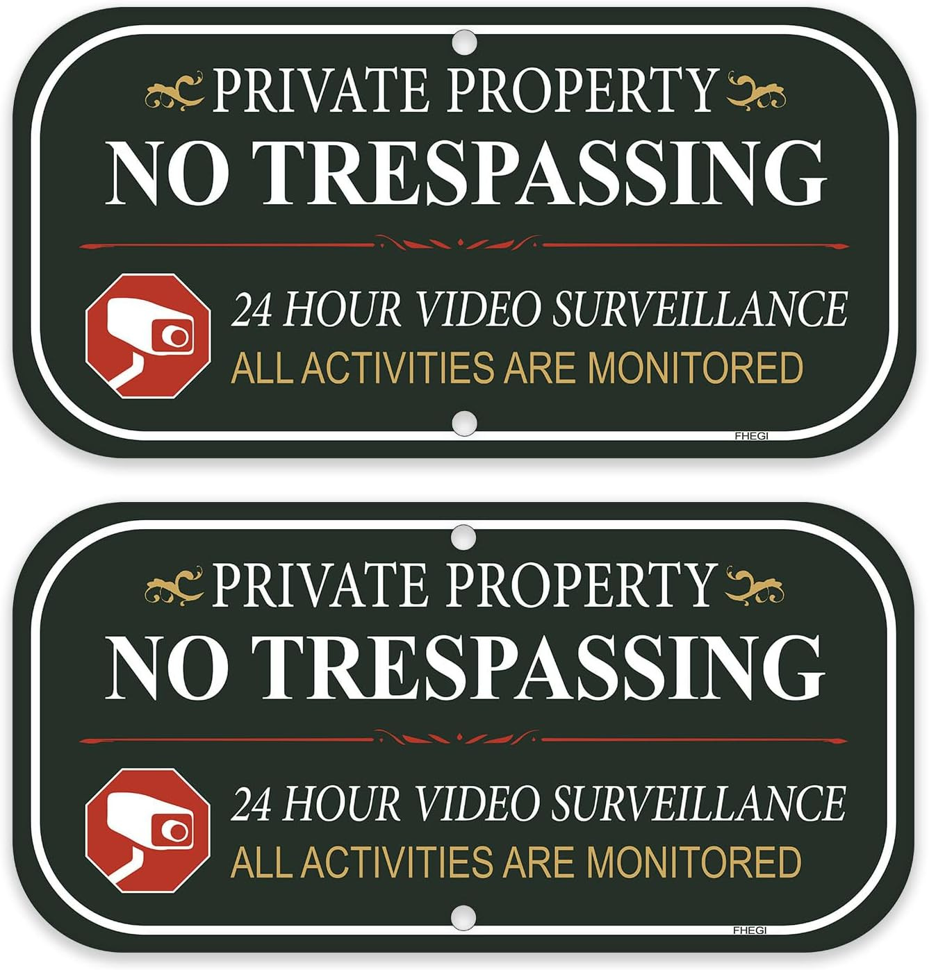 2-Pack Private Property No Trespassing Sign, 12&Prime;x6&Prime; Aluminum, Green – 2 Pack, Mi