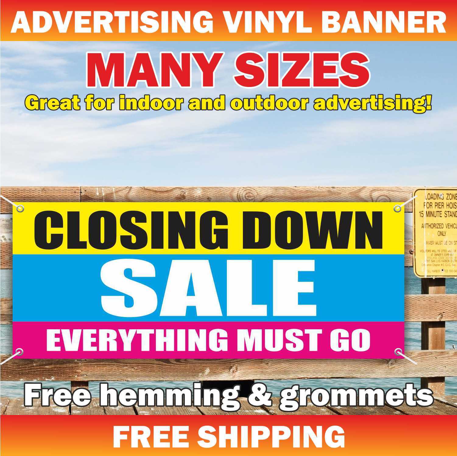 CLOSING DOWN SALE EVERYTHING MUST GO Advertising Banner Vinyl Sign clearance