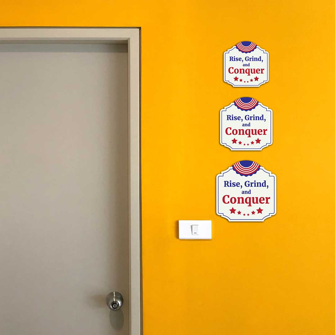 Heritage Plus Rise, Grind, and Conquer Wall or Door Sign | Proud US Decor
