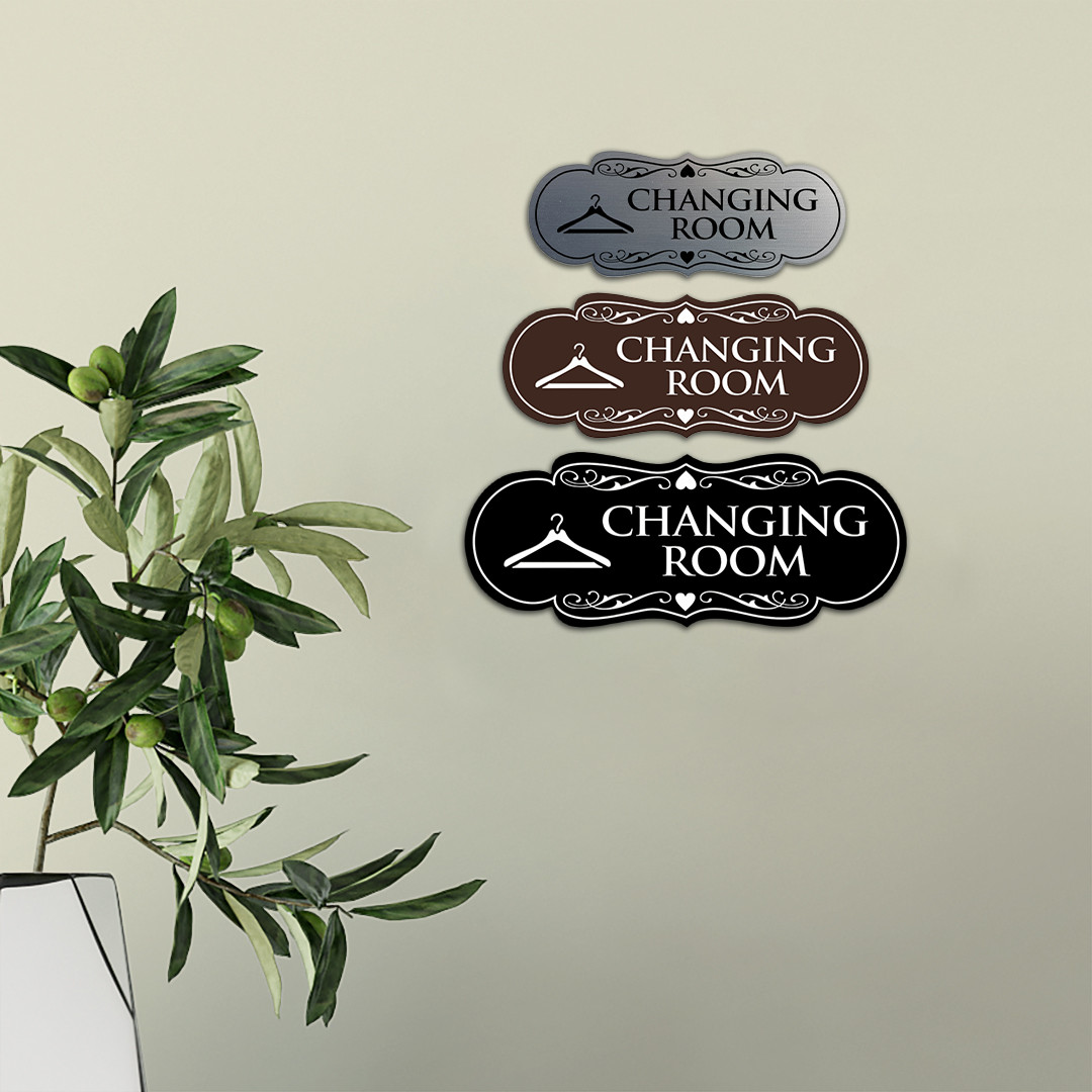 Designer Changing Room Sign (Ivory/Dark Brown) – Medium 2.75 x 7&Prime;