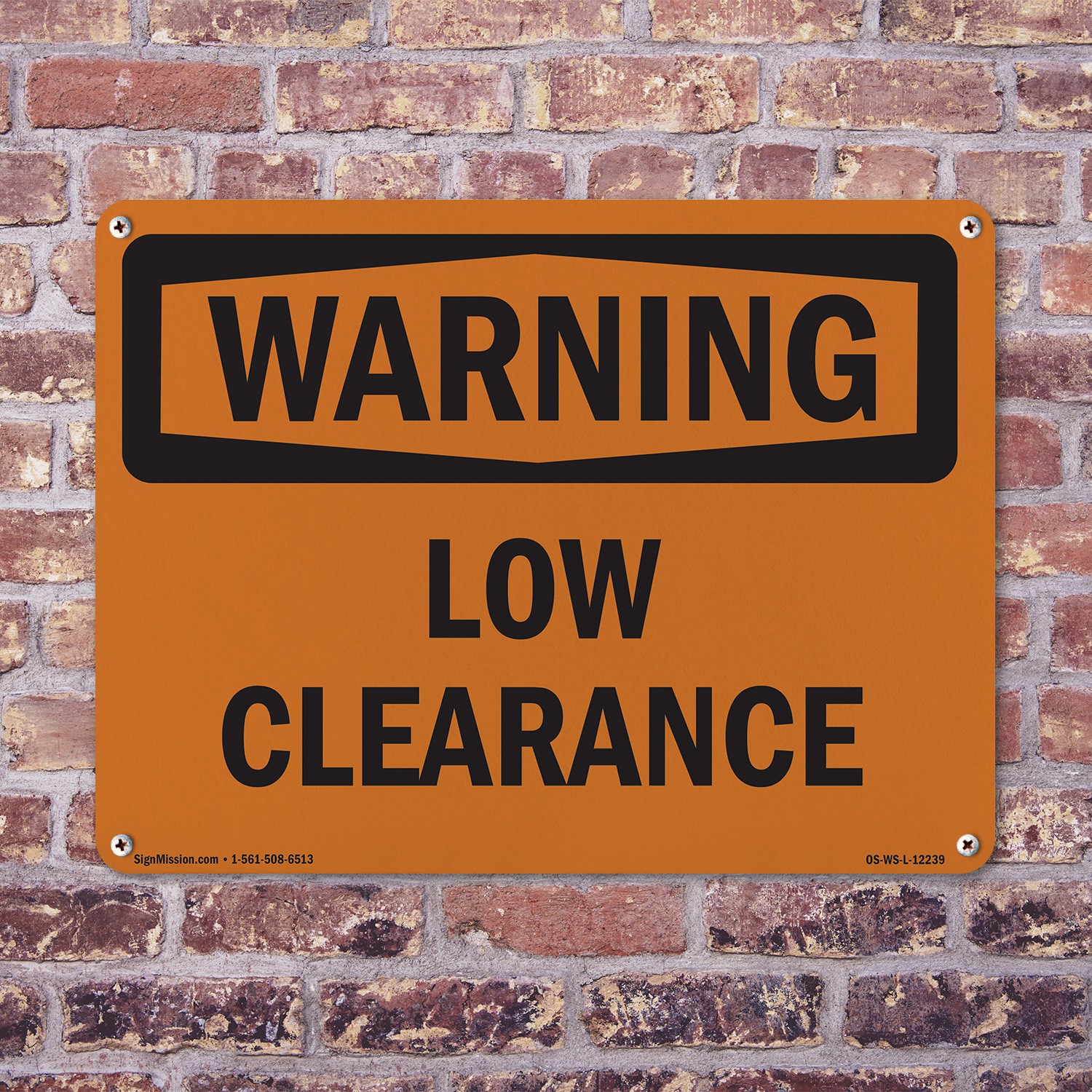 Low Clearance OSHA WARNING Sign Metal, Plastic, Or Decal – 5 or 10 Pack