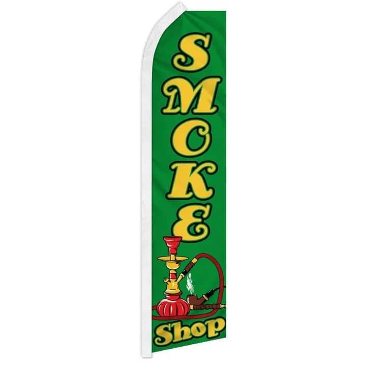 Smoke Shop (Green) Swooper Flutter Feather Advertising Dispensary Banner Flag