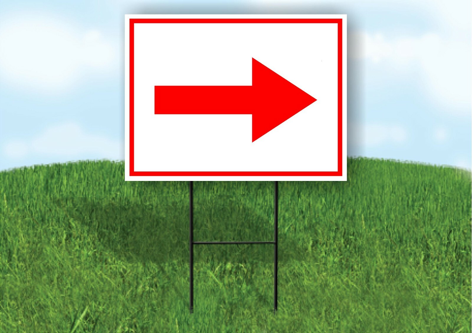 RIGHT arrow red Yard Sign Road with Stand LAWN SIGN Single sided