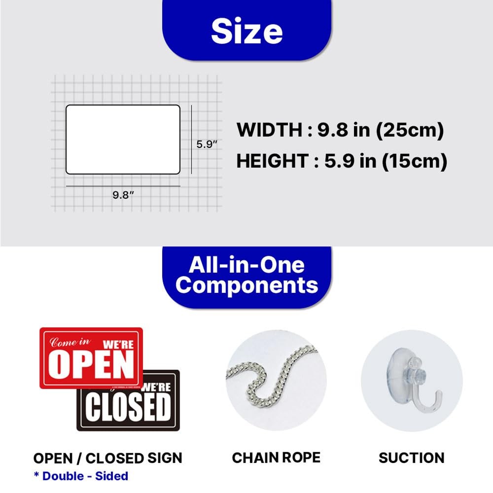 Open Closed Sign for Business – Acrylic, Double Sided, 9.8 x 5.9 in (01. Red …