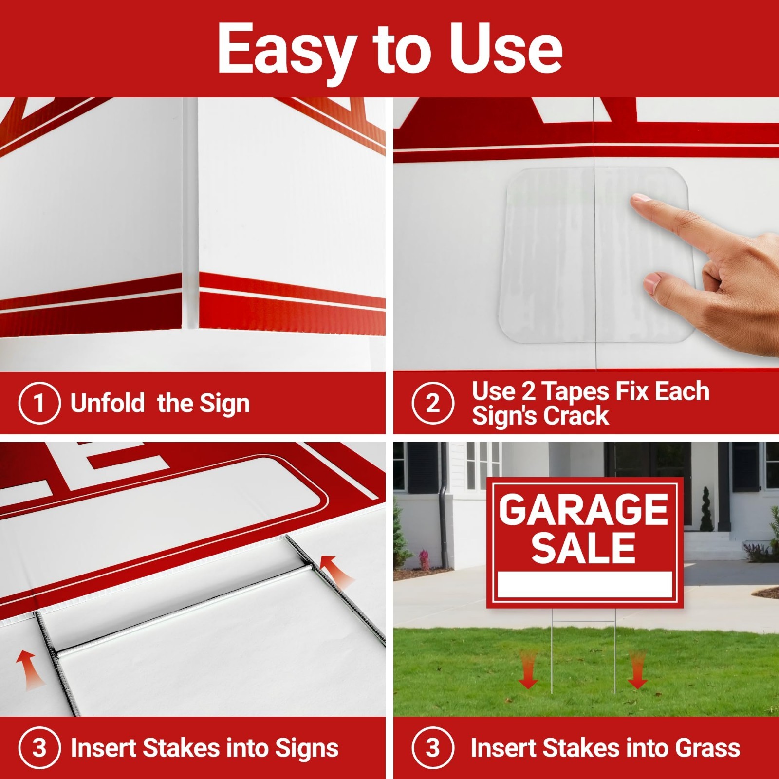 6 Pcs Garage Sale Signs Set – 2 Extra-Large 24&Prime;x16&Prime; & 4 Arrow Yard Signs, Waterp