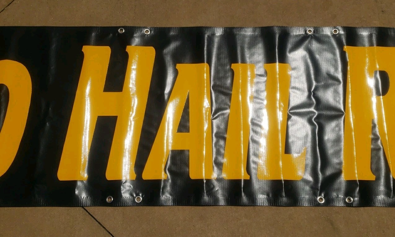 Vinyl Banner Auto Hail Repair Car Body Shop BLACK & Yellow PRE-OWNED 22&Prime; X 119&Prime;
