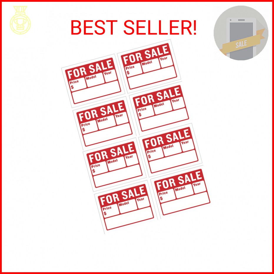 Car For Sale Sign for Car and Vehicles Auto Sales Size 9&Prime; X 12&Prime; (2-Line) – 8PC