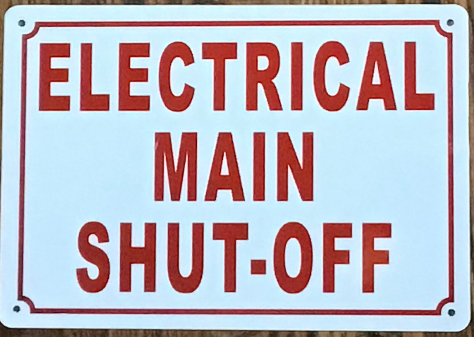 ELECTRICAL MAIN SHUT-OFF SIGN (7X10, WHITE, ALUMINUM)-REF24-1027