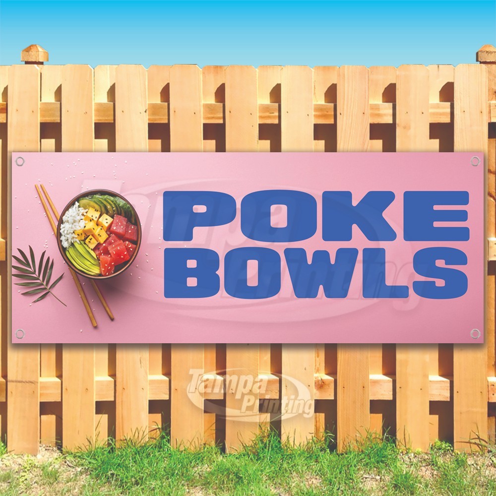 POKE BOWLS Advertising Food Sushi Restaurant Vinyl Banner Flag Sign USA SB10520
