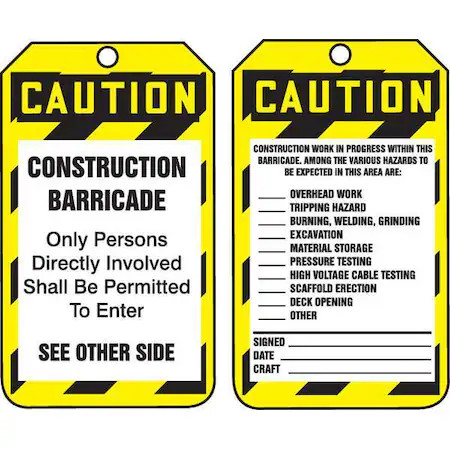 ACCUFORM TAB103PTP Caution Tag, Status Alert, Plastic, 5 3/4 in H x 3 1/4 in W,