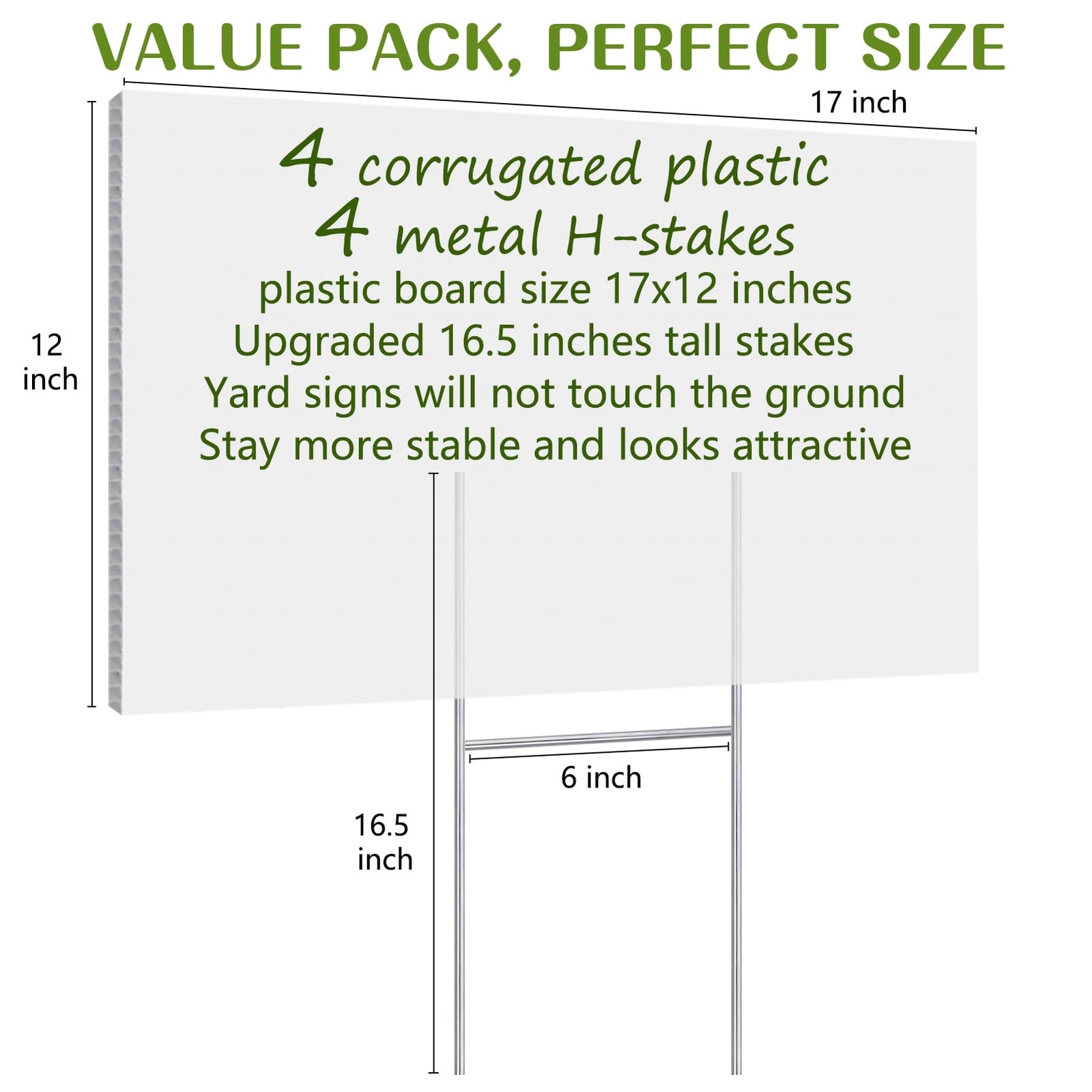 Blank Yard Signs with Stakes Custom Yard Sign 17×12 Inch 4 Pack Corrugated Pl…