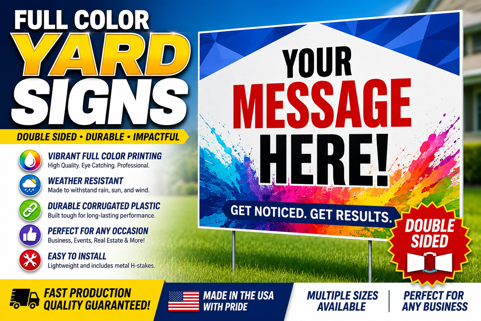 Qty 4 24&Prime;x36&Prime; Custom Printed Yard Signs Full Color Double Sided Personalized