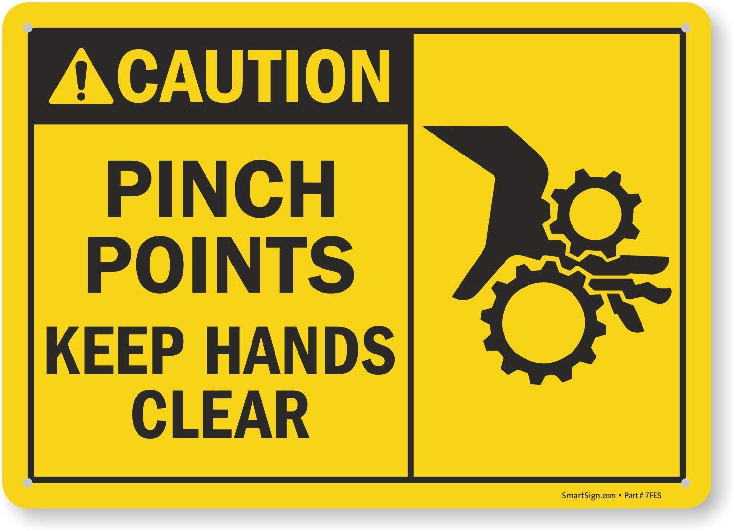 « Caution – Pinch Points Keep Hands Clear » Sign | 10&Prime; x 14&Prime; Plastic